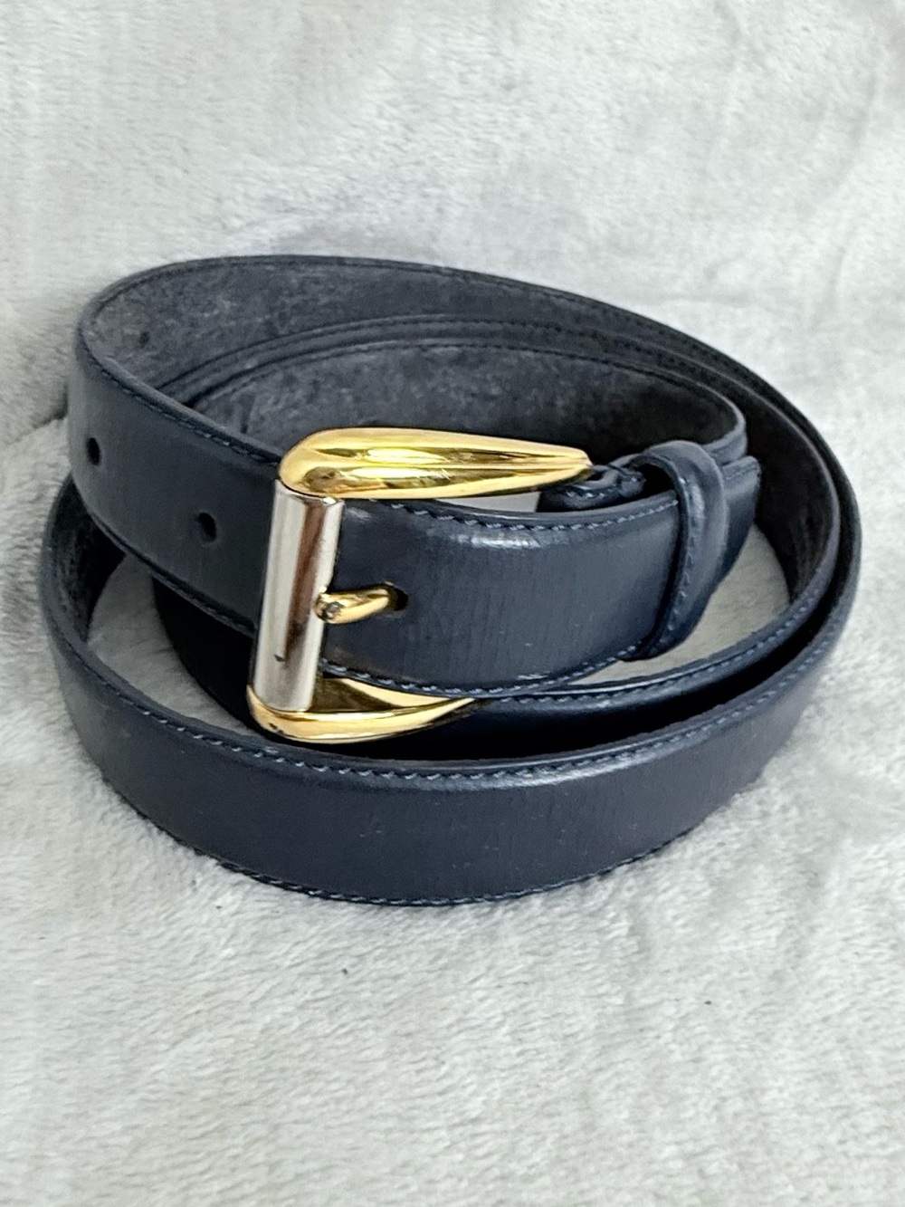 Vintage 1996 Liz Claiborne Navy Blue Belt Gold Buckle Plus Size 3X